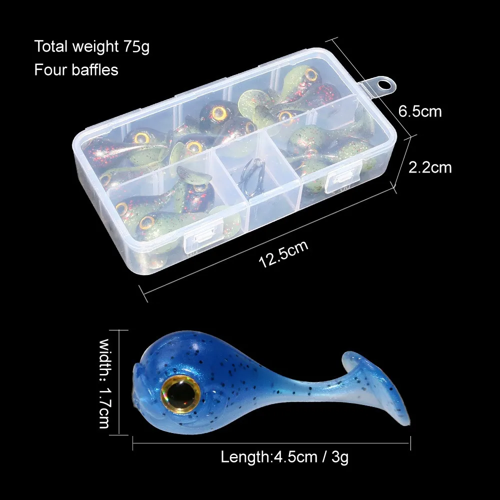 Juego de Señuelos de Pesca, cebo de gusano de silicona Artificial, trucha, Lucio, Crankbaits con anzuelos triples, Swimbait de mar, 17 piezas, 3g - imagen 3