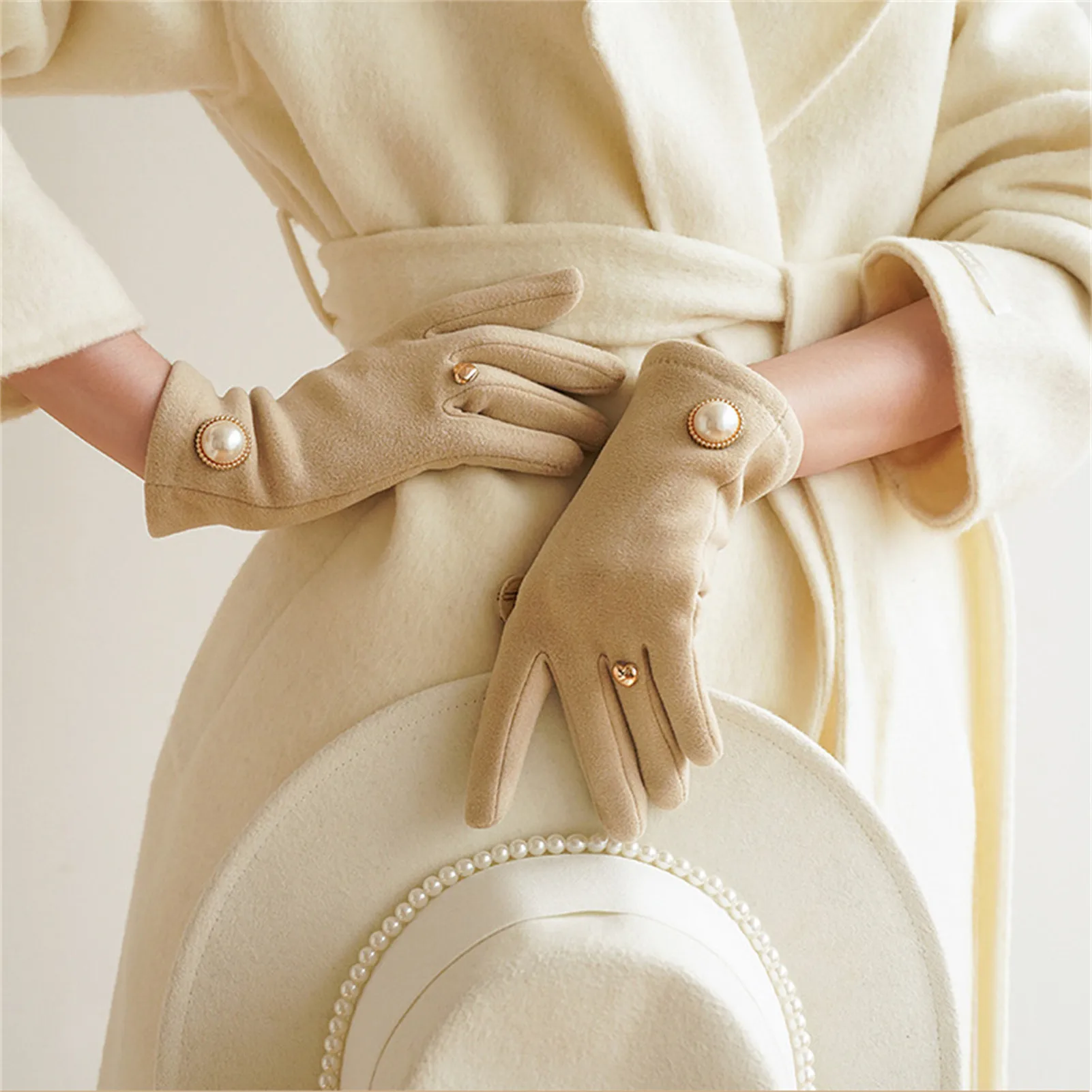 Guantes cálidos de invierno para mujer, guantes de lana a prueba de viento, ciclismo, Camping, pesca, esquí, manoplas con pantalla táctil, accesorios deportivos - imagen 2