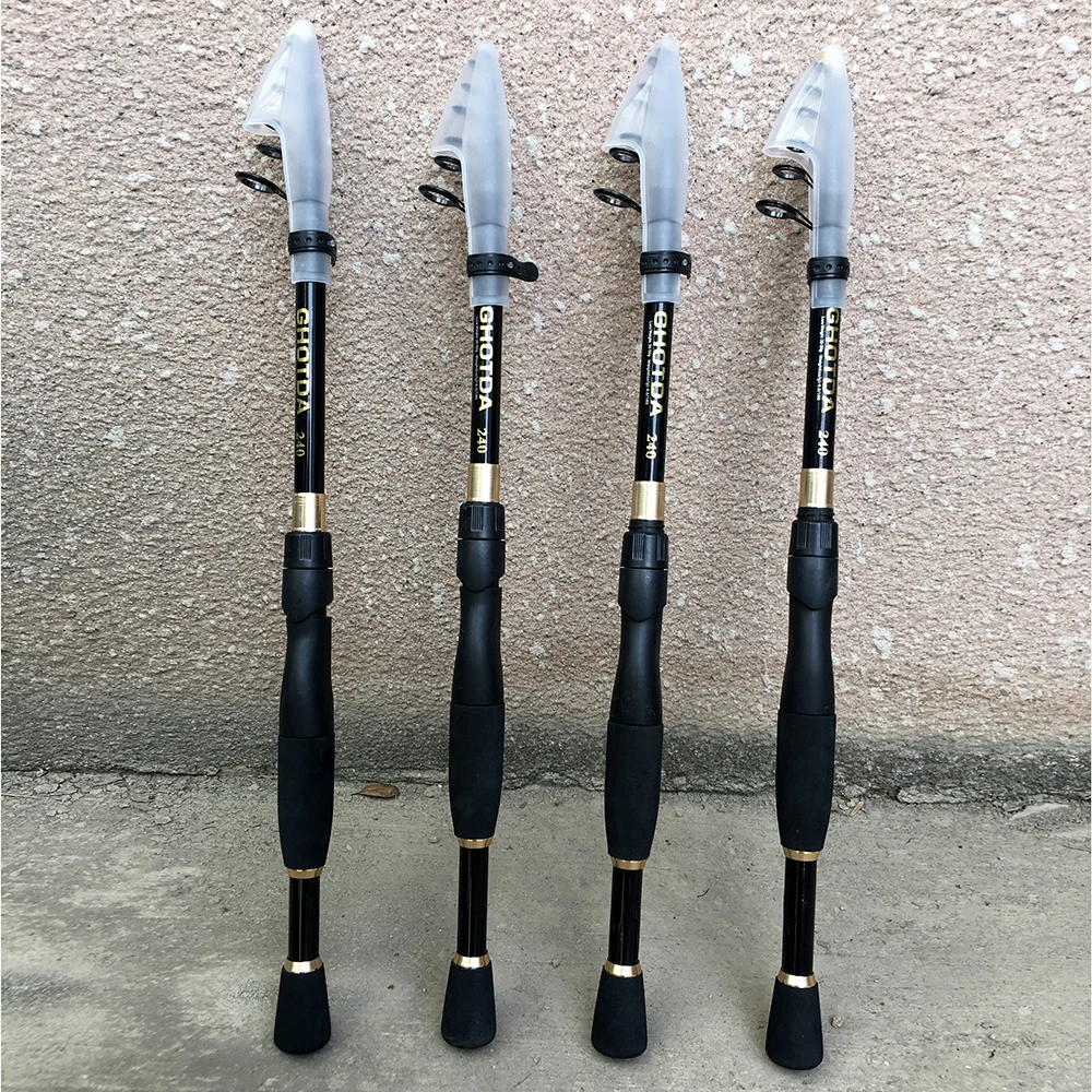 Cañas de pescar telescópicas de 1,6-2,4 m, peso ultraligero, fundición giratoria, accesorios de pesca en caña de carbono, peso del señuelo 10-30g - imagen 4