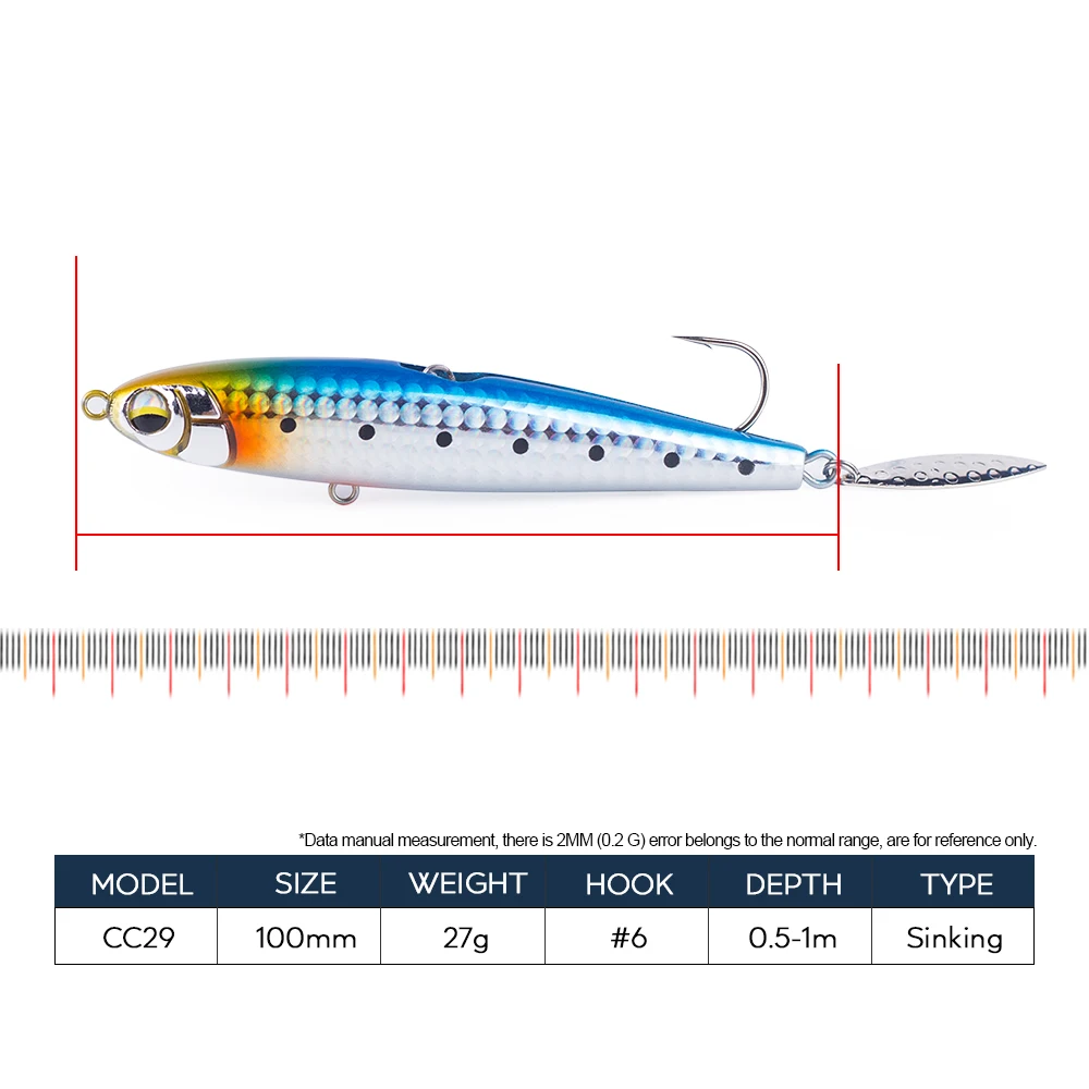 Hanlin-cebos de lápiz de hundimiento, caja de plástico duro, Señuelos de Pesca, Swimbait, Wobblers artificiales, aparejos de trucha, 10cm/26g, 3 unidades por juego - imagen 2