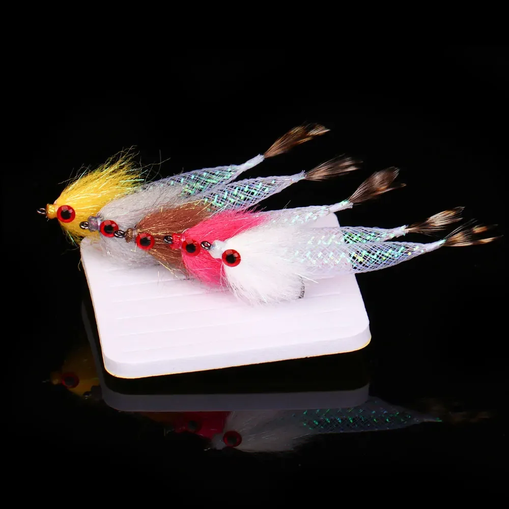 Bimoo # 4 3/5 Uds 3,15 "de largo ojos de pez 3D Mylar Minnow moscas Flash tubo Grizzly Hackle cola Baitfish Streamer lubina trucha señuelo de pescado - imagen 5