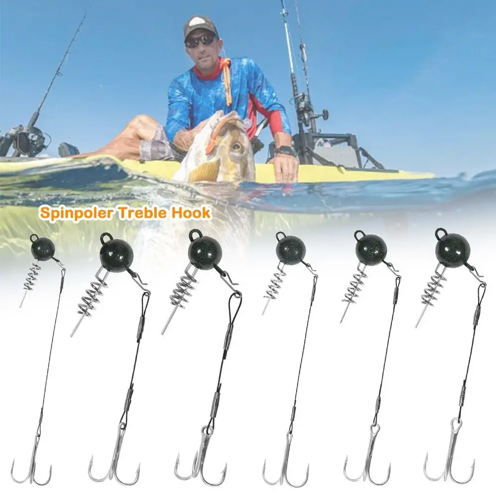 2 uds 2024 alambre de acero Spinpoler anzuelo triple Lucio perca suave Señuelos de pesca gancho perfecto Bass Screwball Jig Head Rig - imagen 5