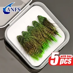 ANFS 5 señuelos de pesca con mosca saltamontes, cebos artificiales para insectos trucha, perca y azulegill, moscas húmedas, regalo pescador