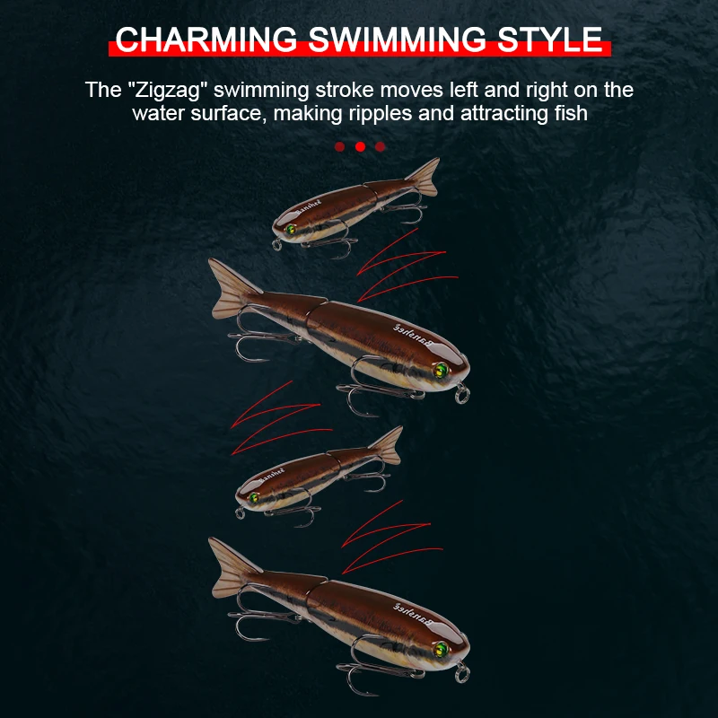 Wobblers de articulación flotante grande para Lucio, señuelo de pesca articulado, Crankbait Swimbait, cebo Artificial duro de 2 segmentos, Topwater 127mm 21g - imagen 4
