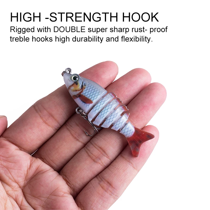 Mini señuelo de pesca articulado, 6 segmentos, 6CM/4,7G, Swimbait, Wobblers de hundimiento para Lucio, accesorios para peces falsos, aparejos - imagen 4