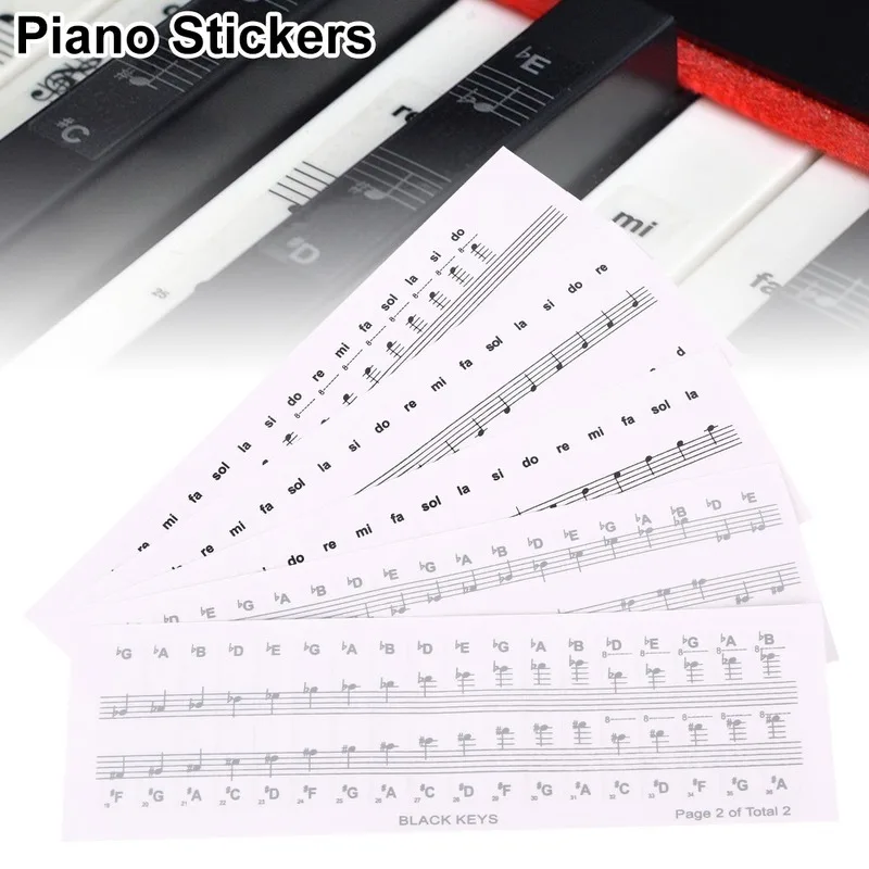 Pegatinas de Piano de 32/37/54/61/88 teclas, transparente, PVC, teclado de Piano, Stave, teclado electrónico, nombre, nota, pegatina, accesorios - imagen 4