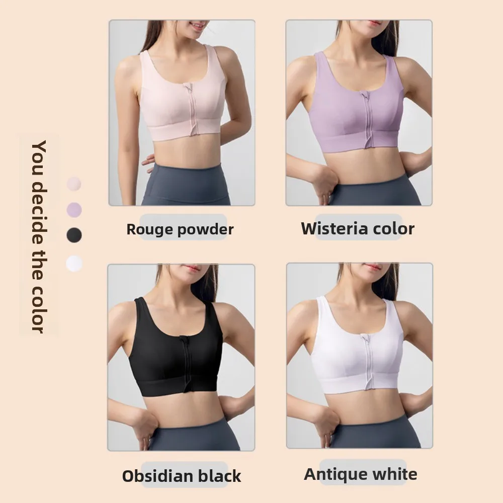 Sujetador deportivo cómodo de alto impacto con cremallera frontal, ropa interior ajustada de un almohadilla para Yoga, lencería con cremallera, sujetador a prueba de golpes para mujer - imagen 5