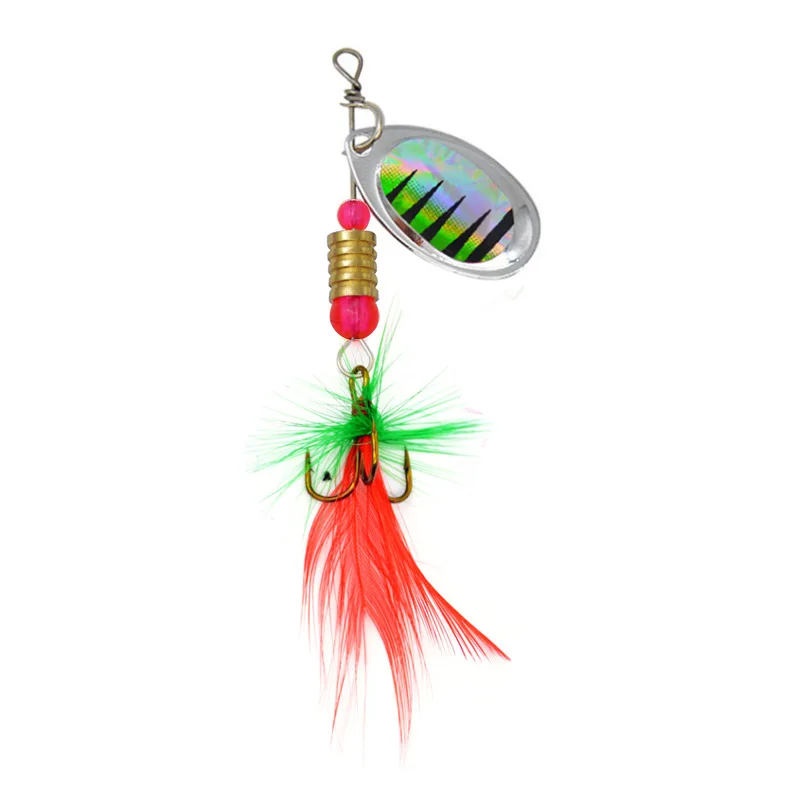 Señuelo de pesca Spinner cebo 3,5g gancho de plumas coloridas cucharas de rotación de Metal cebos compuestos señuelos artificiales lote 10 piezas en oferta - imagen 4