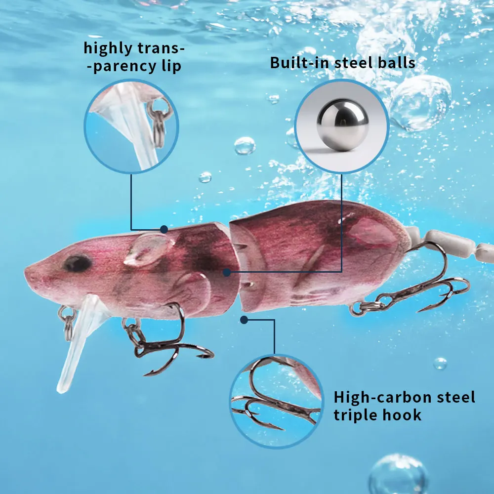 Señuelo flotante Hanlin con forma de ratón – Cebo duro - imagen 4