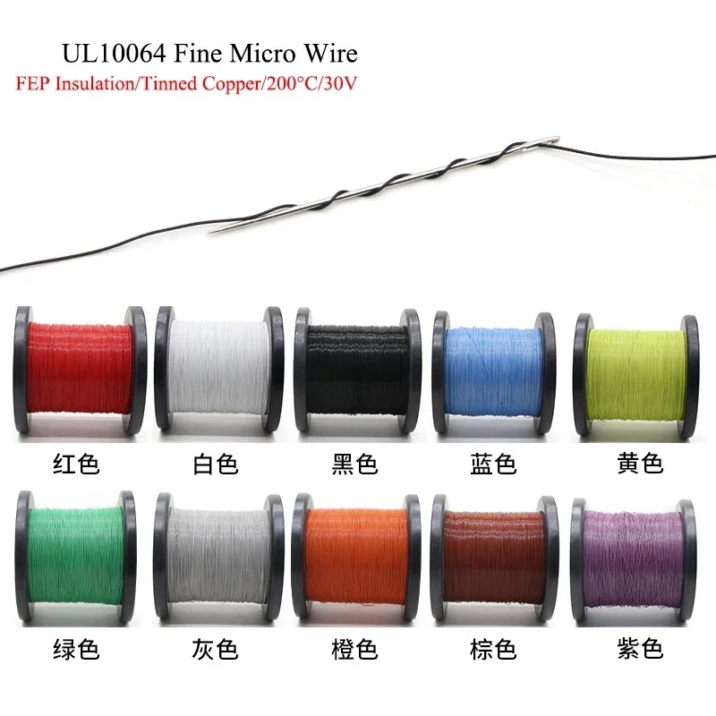 Cable UL10064 FEP ultrafino (sin desplazamiento), 40/36/34/32/30/28/26 AWG, PTFE, soldadura de plástico, línea de cobre de alta conductividad - imagen 4