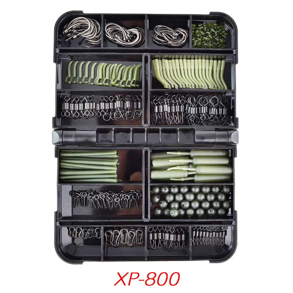 Accesorios de aparejos de pesca de carpa, Kit todo en uno, ganchos giratorios y broches de goma, mangas antienredos, cuentas de parada de gancho de pescado - imagen 3