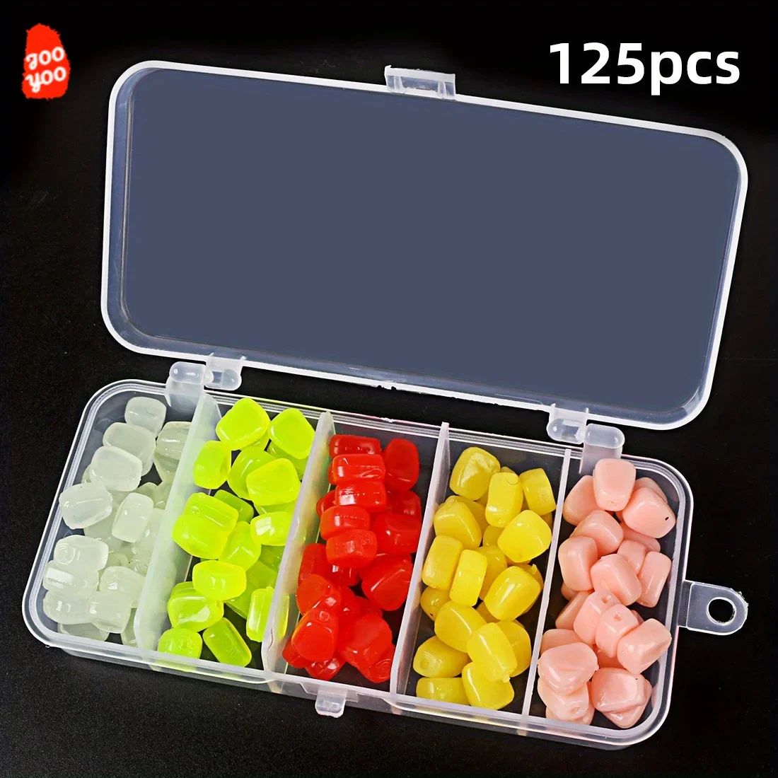 Señuelo de pesca de maíz suave, cebos artificiales flotantes en forma de cuentas con caja de almacenamiento para agua dulce y salada, 5 colores, 125 piezas - imagen 2