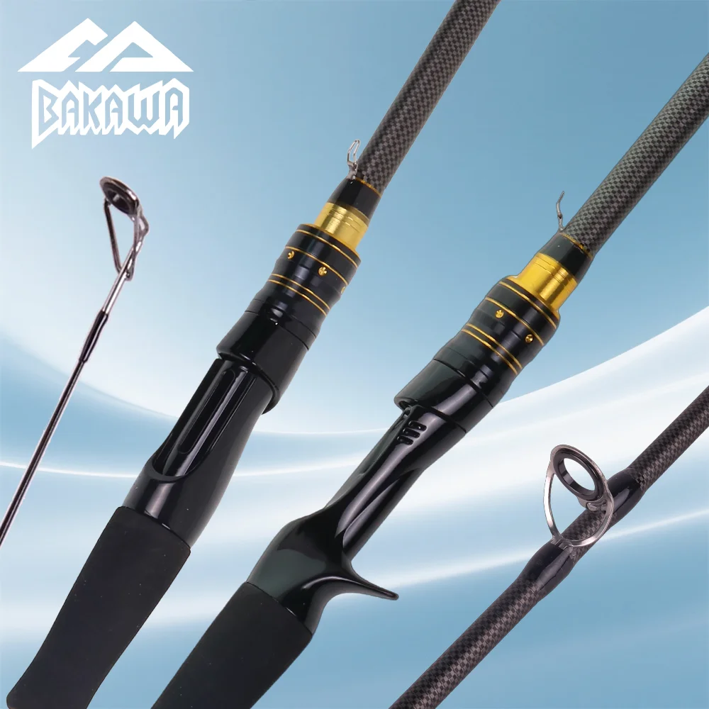 BAKAWA-caña de pescar giratoria de textura fresca, color negro, 1,9/2,1 M, caña de viaje portátil de 4 secciones, caña de pescar ultraligera mediana de fundición - imagen 3