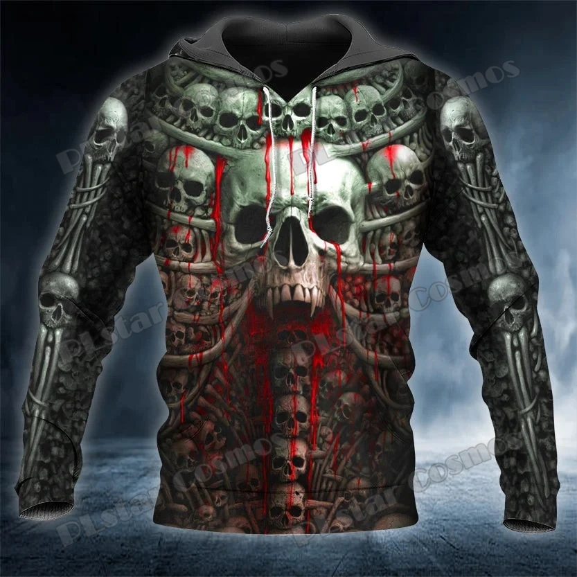 Sudaderas con capucha góticas con estampado 3D de calavera y costillas de muerte para hombre, suéter informal Unisex con capucha QDY72