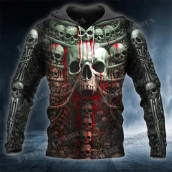 Sudadera gótica QDY72 – Estampado 3D de calavera para hombre