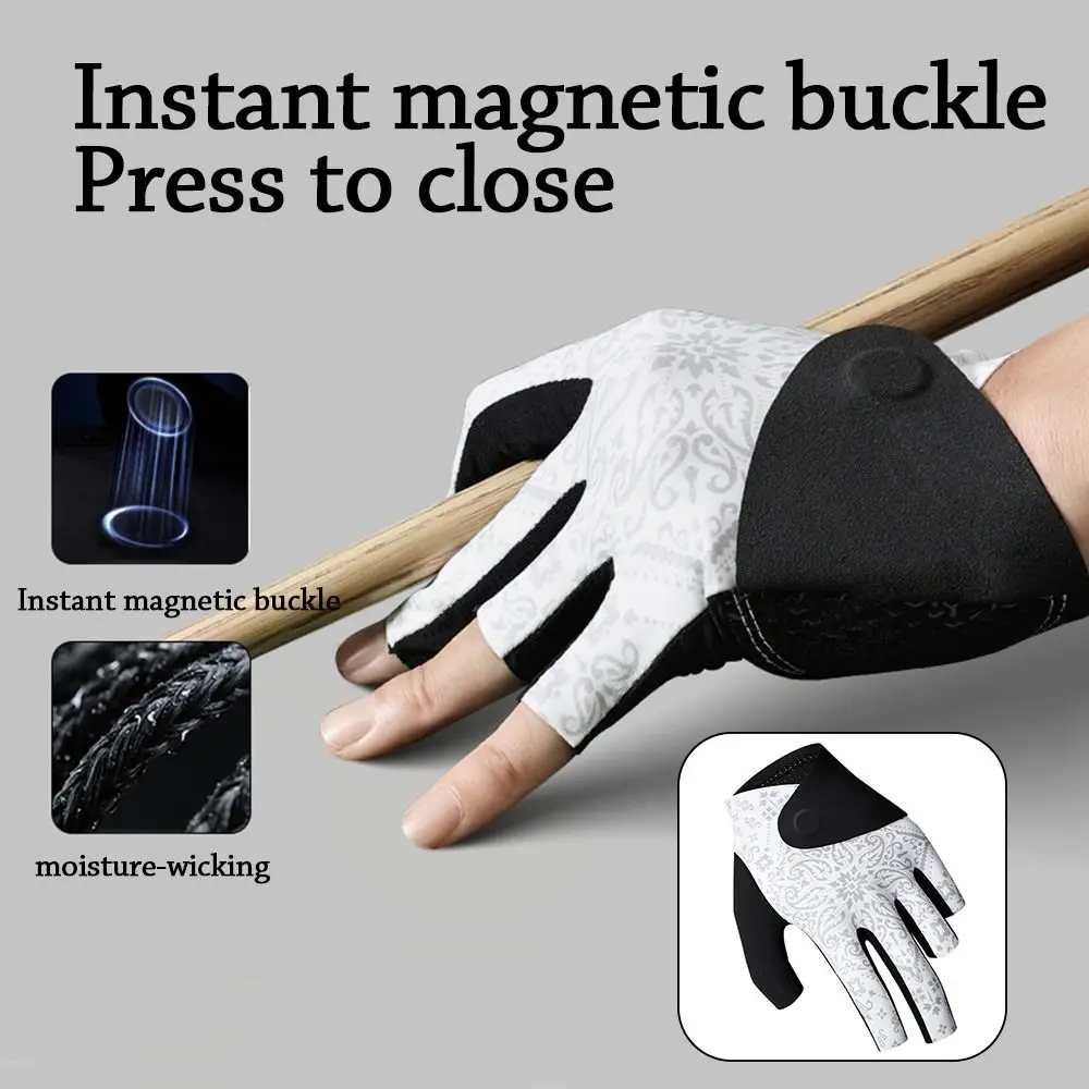 Guante de billar de mano izquierda a la moda, guante elástico antideslizante de medio dedo, guante de billar transpirable, accesorios de Fitness - imagen 3