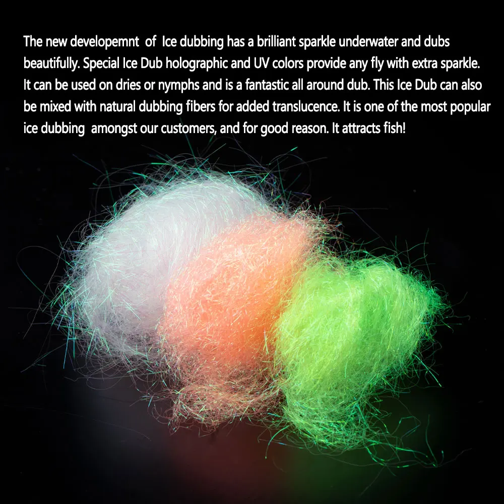 Bimoo-cebos de pesca de trucha, Material de atado de moscas de dobladillo de hielo ultrafino, fibra Dub para camarones de Ninfa Scud, moscas secas, 2g por bolsa - imagen 5