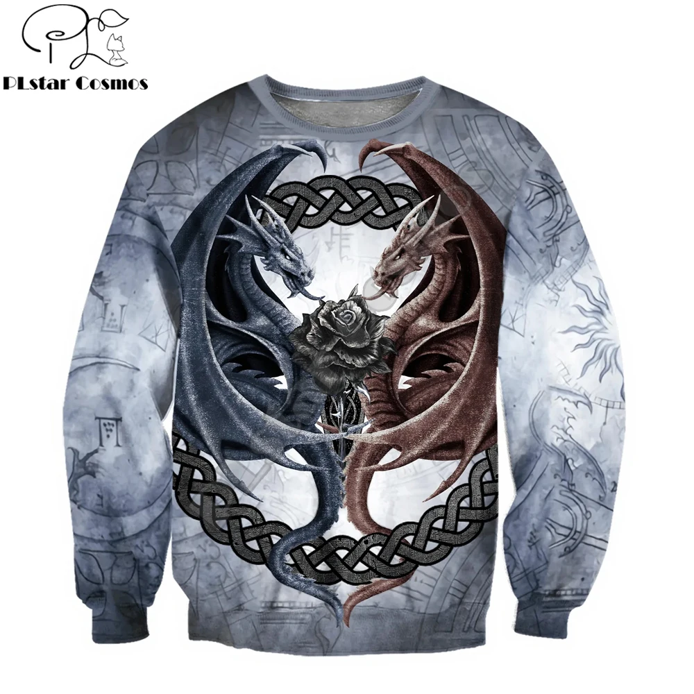PLstar Cosmos Dragon pareja rosas flores 3D completamente estampado moda hombres Sudadera con capucha Unisex cremallera Sudadera con capucha Casual chándales KJ981 - imagen 2