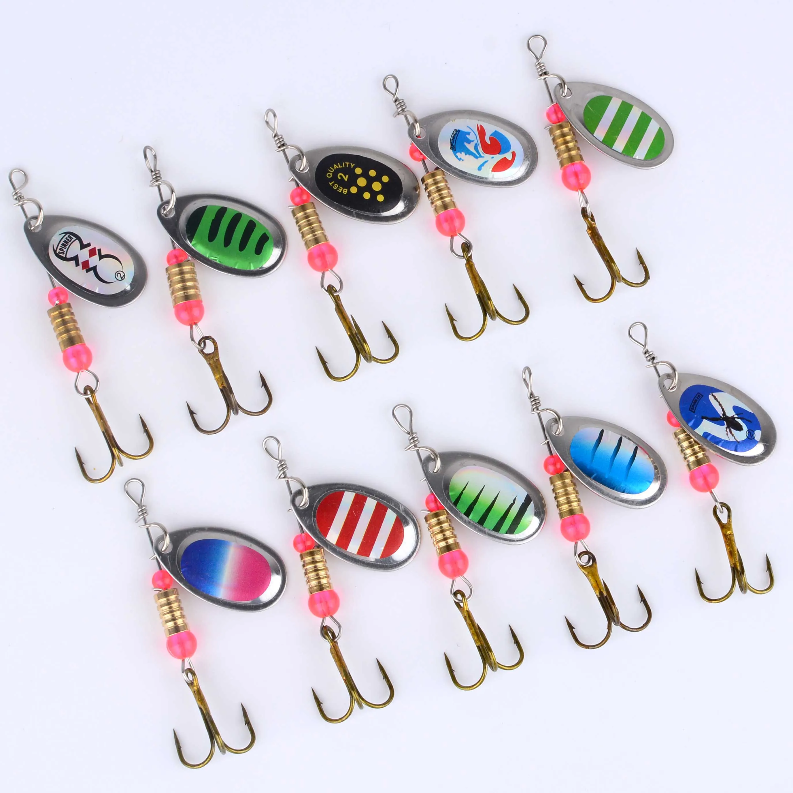 10 unids/caja cuchara de Metal Spinner señuelo de pesca Spoonbait Crankbaits Wobblers de pesca para Lucio Kit de ganchillo cebo Artificial - imagen 4