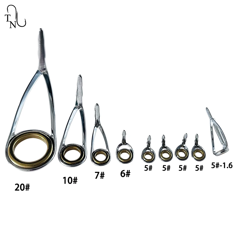 Juego de anillos de cerámica de acero inoxidable para caña de pescar, Kit de reparación de caña de pescar, accesorio de repuesto giratorio, 9 piezas, TN20 - imagen 3