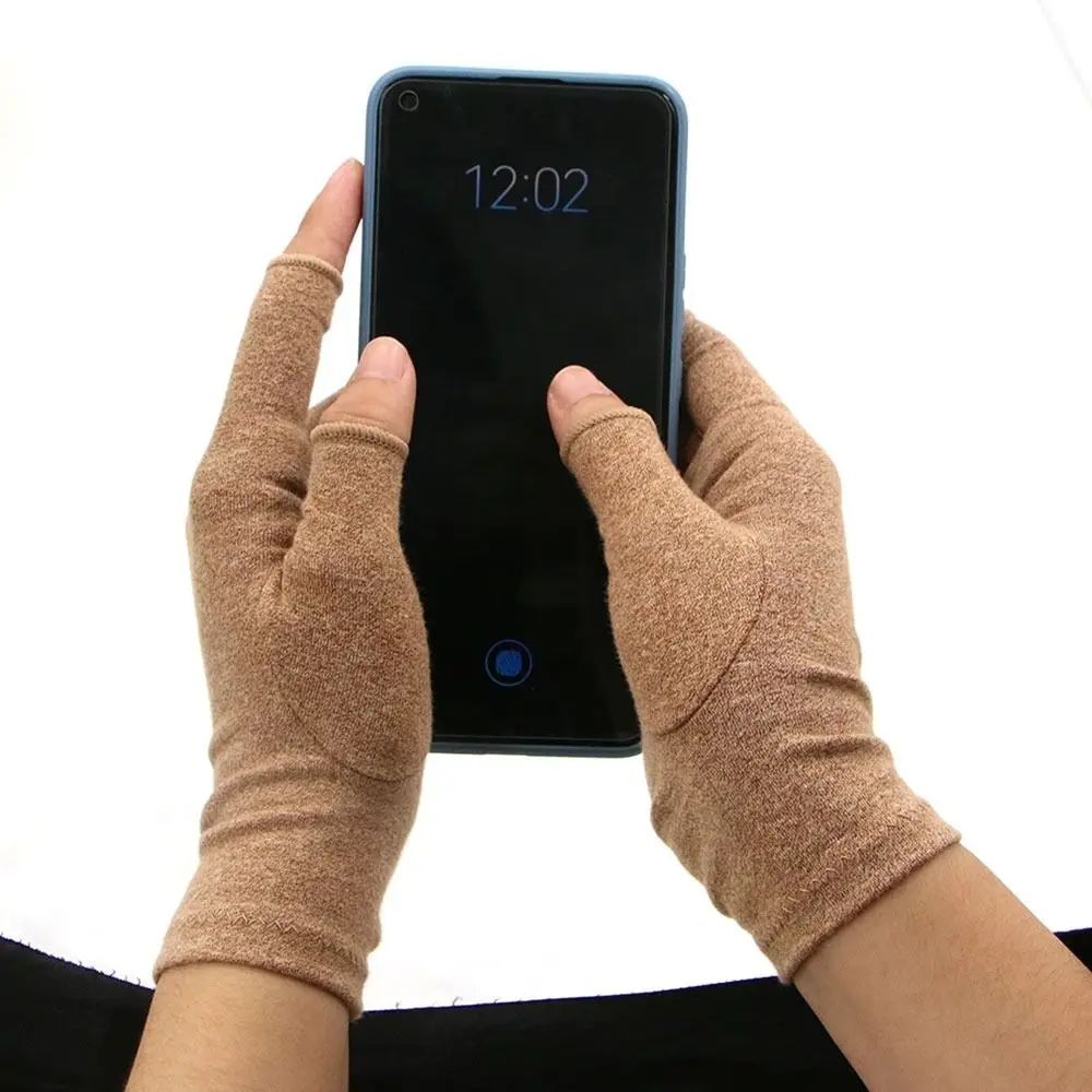 Guante transpirable sin dedos para artritis, cómodos guantes de compresión para terapia, guantes antideslizantes para pantalla táctil - imagen 5