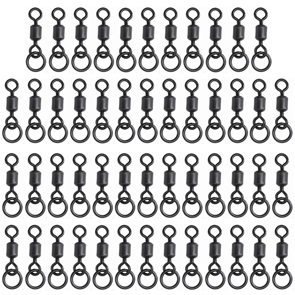 50 Uds. Giratorio con anillo Pesca de carpa Micro gancho negro mate hielo aparejos de Pesca de invierno suministros accesorios equipo Pesca