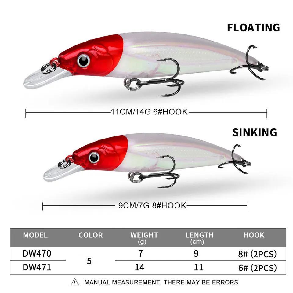 WALK FISH 1 Uds 7G/90MM pececillo hundido 14G/110MM ruido flotante Minno señuelo de pesca Artificial 3D ojos de pez cebo duro para carpa lubina - imagen 3