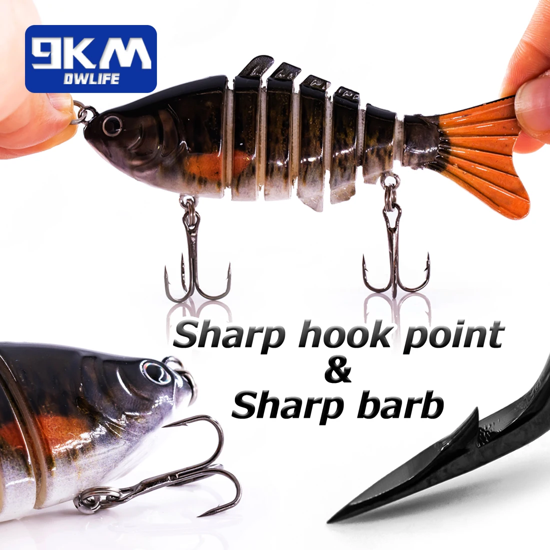 Señuelos de pesca para lubina, cebo duro realista multiarticulado, de agua dulce, hundimiento lento, trucha, Lucio, 9KM, 10cm - imagen 5