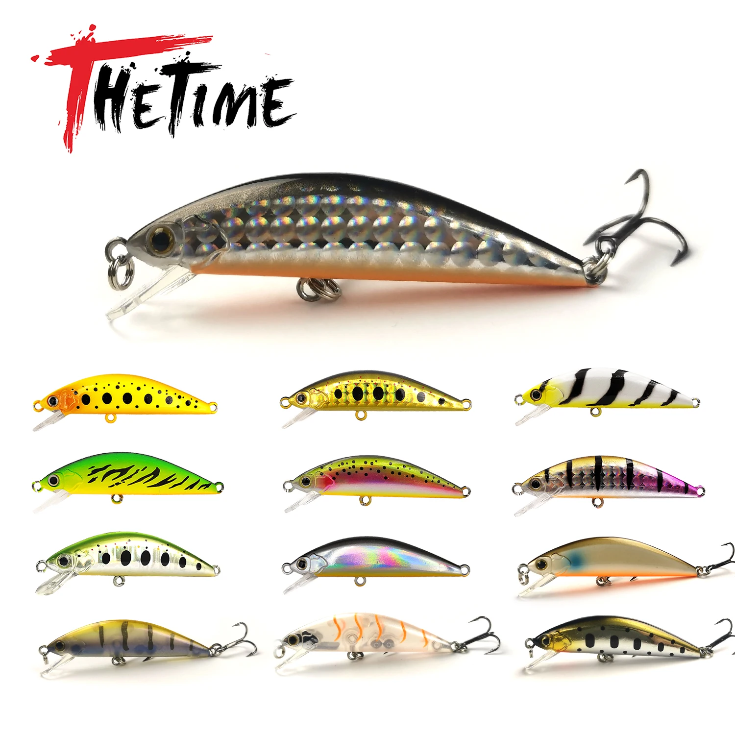 THETIME SWEET 55 pequeño Jerkbait Minnow señuelo 55mm/4,5g Mini sábalo hundimiento Artificial Wobbler cebo para trucha perca Crappie pesca - imagen 3