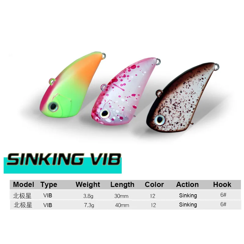 Mini VIB hundido, 3,8g, 30mm, 7,3g40mm, Crankbait, vibración, cebos duros artificiales, manivela sin labios, Wobbler, señuelo de pesca para Lucio - imagen 3