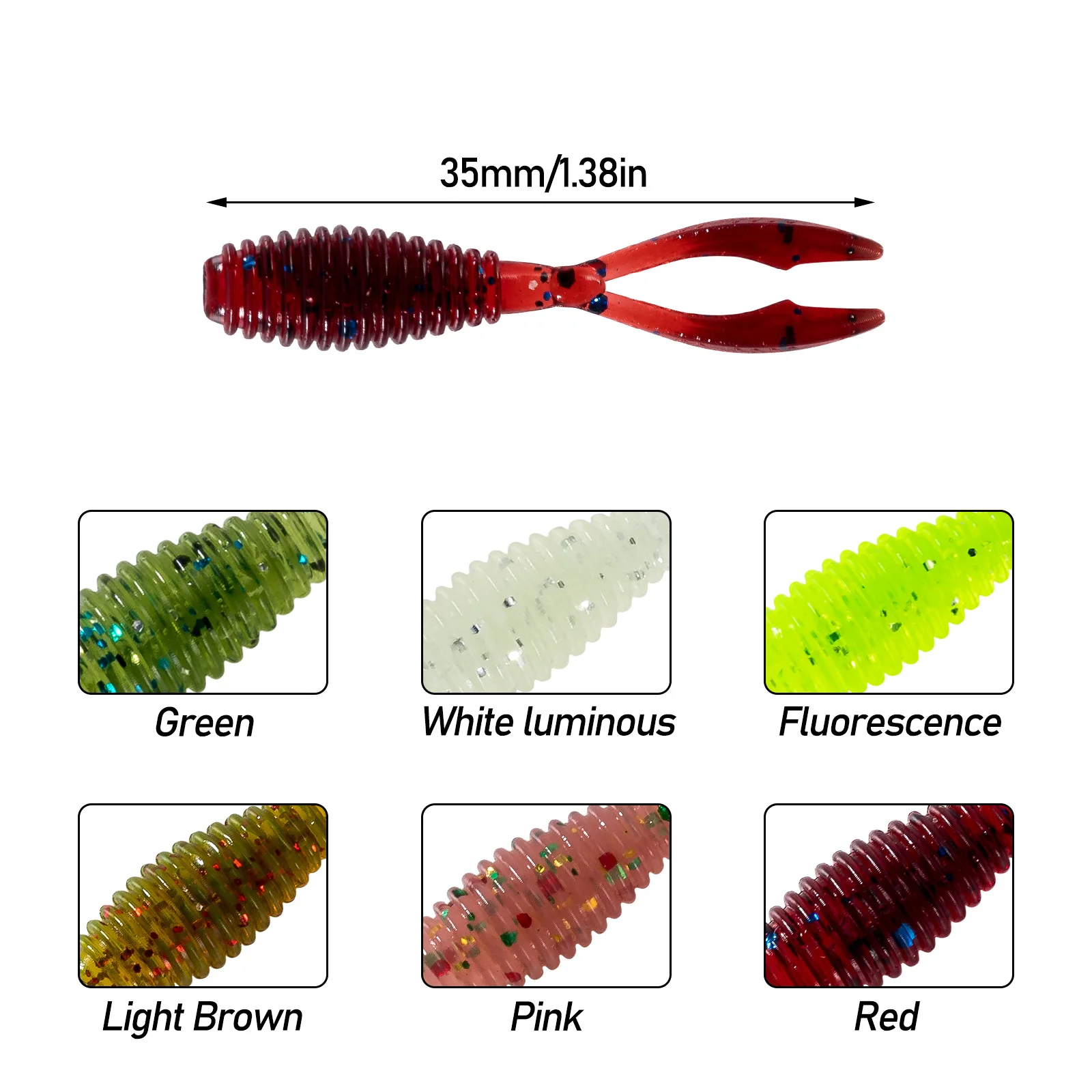 Swimbait doble cola de vinilo 35mm para black bass, lucio, trucha - imagen 3