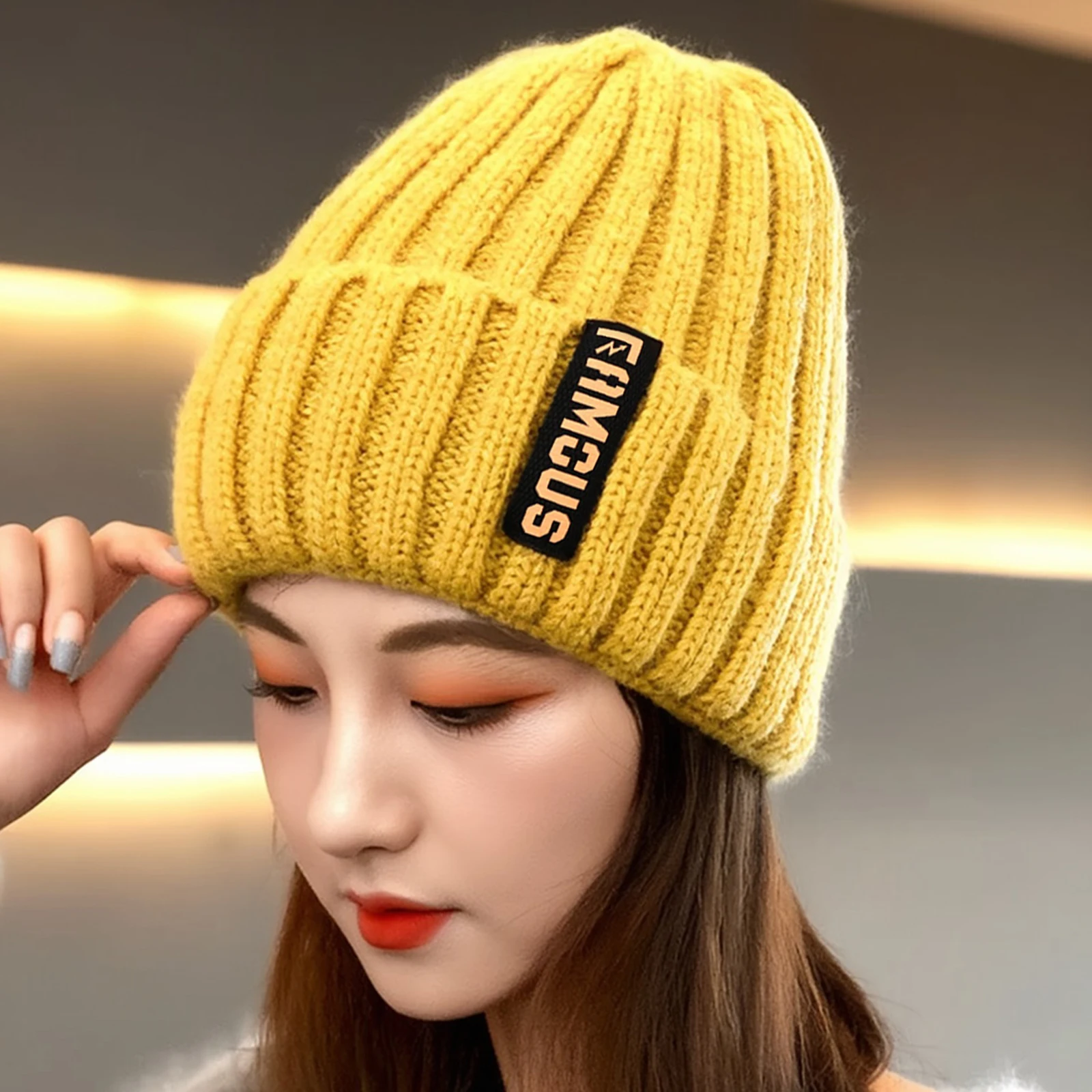 Gorro de punto a la moda para hombres y mujeres, gorro de lana grueso y cálido para ciclismo, montar, esquiar, acampar, viajar, gorros a prueba de viento 2025 - imagen 3