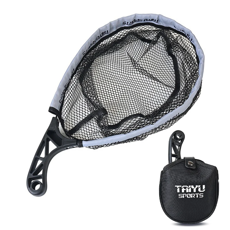 ‌ Red de aterrizaje plegable de 34x25cm, red de pesca compacta de mano para señuelo, pesca con mosca, fundición, cuchara portátil de secado rápido para peces