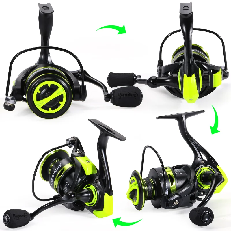 Sougayilang-carrete de pesca giratorio 1000: 1, carrete de aleación de aluminio de alta velocidad, arrastre máximo de 10kg, aparejos de pesca de carpa y lubina, 4000-5,2 - imagen 2