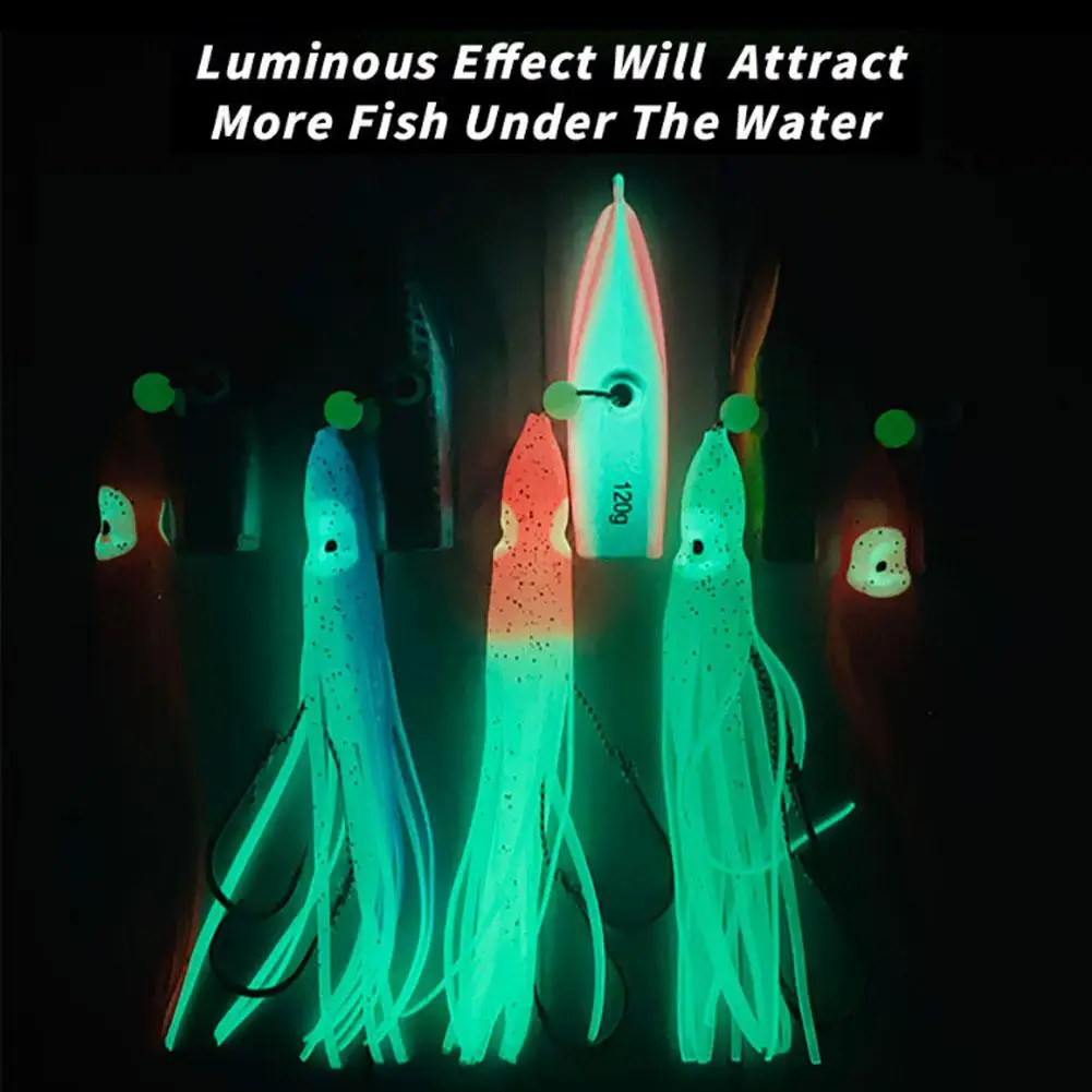 Señuelo luminoso de pesca Jigging, anzuelos de calamar Bkk, cebo duro Marlin, 80g-200g - imagen 2
