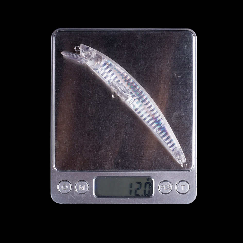Hanlin-señuelo de pesca de pececillos sin pintar, cebo de pesca de 120mm, 12g, Jerkbait flotante en blanco interno, aparejos de lubina de plástico poco profundo, 10/20 piezas - imagen 3