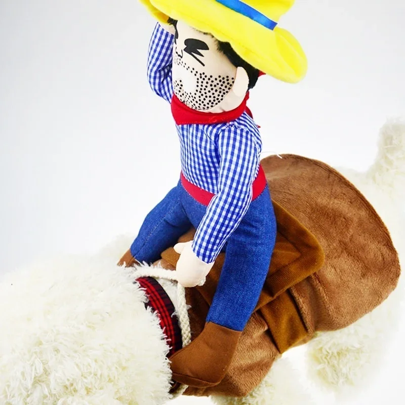 Ropa de jinete vaquero para perros y mascotas con sombrero, bonito traje para Halloween, Navidad, Festival, decoraciones para fiestas, cachorros, disfraz de Cosplay - imagen 5