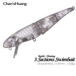 Chan's Huang Swimbait Flotante con Sonajero – Señuelo lubina articulado
