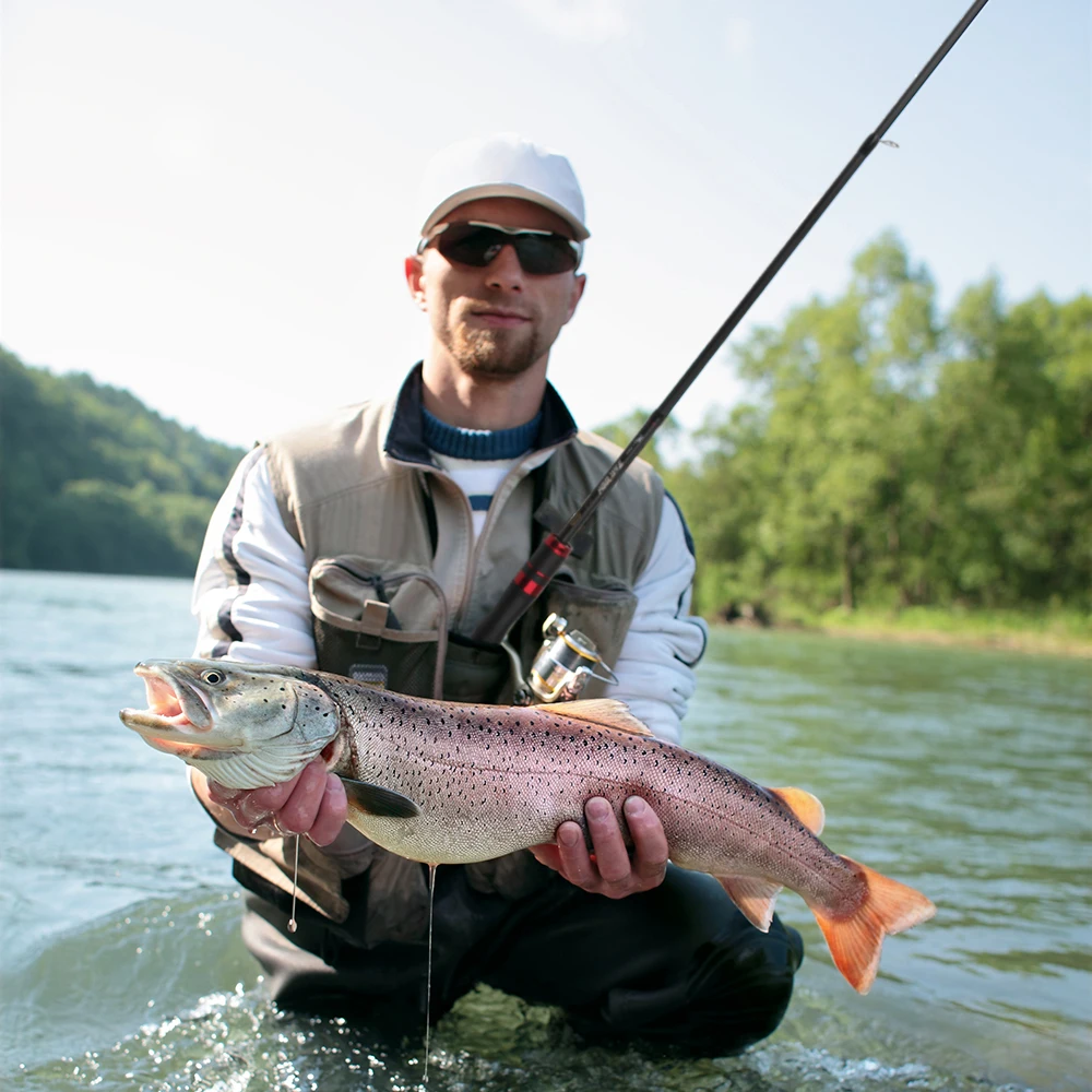ROLLFISH-caña de pescar telescópica portátil de fibra de carbono para viaje, señuelo giratorio, con carrete de sonido, asiento de acción ML + línea de 100M - imagen 5