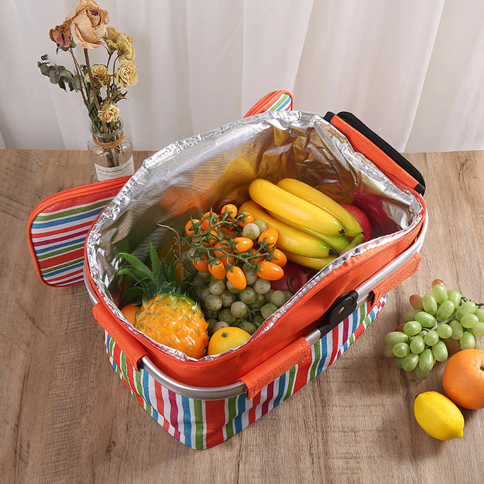 Bolsa de Picnic de gran capacidad, bolsa de mano con aislamiento para exteriores, para invierno y verano, fiambrera, bebidas, caja de almacenamiento de alimentos para acampar al aire libre