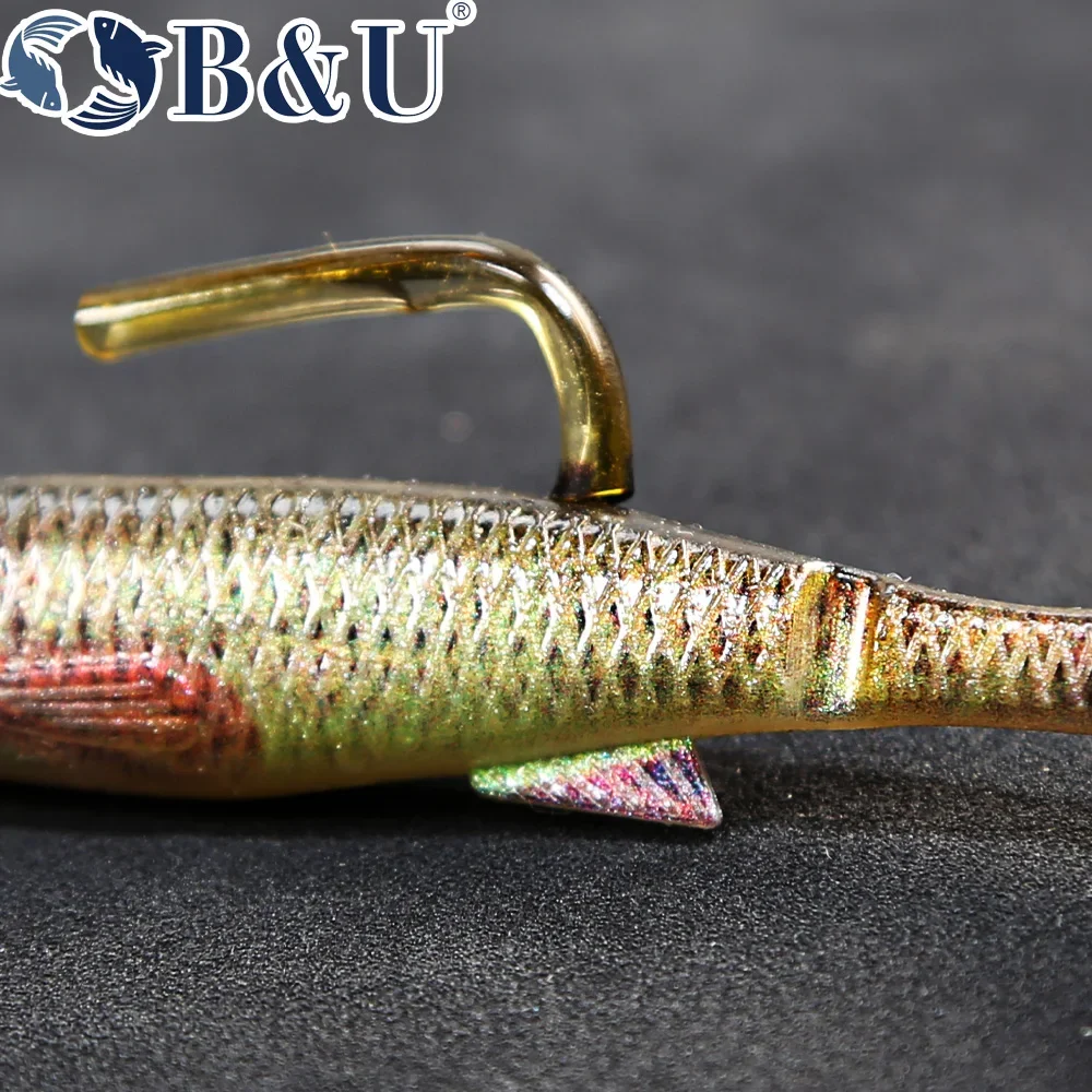 B & U-cebo de plástico blando para pesca, señuelo de mar, Swimbait, cabeza de anzuelo, aparejos de pesca, un solo gancho, sábalo, perca, Lucio, Wobblers - imagen 5