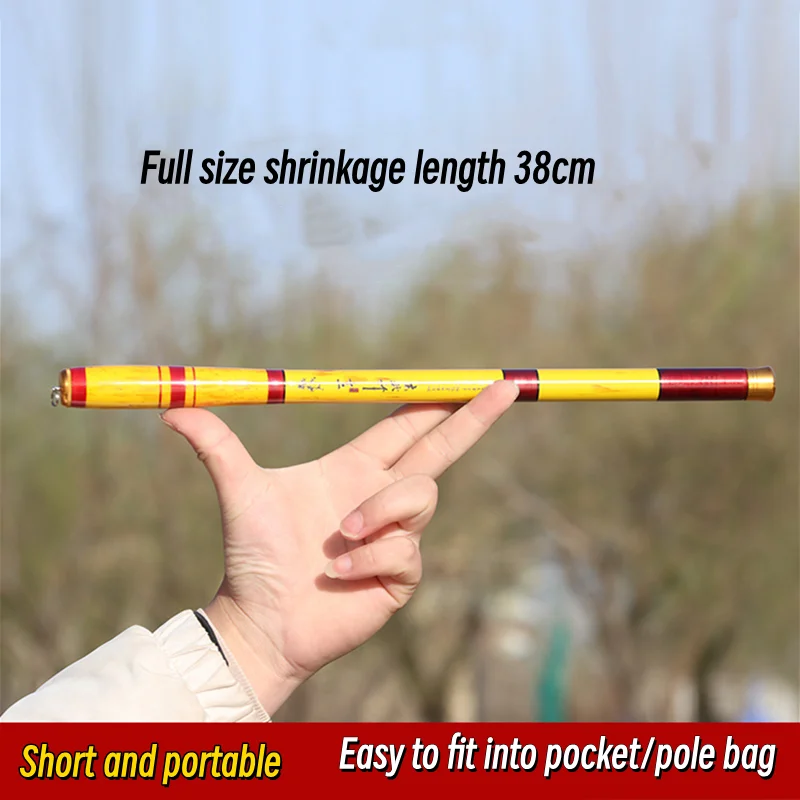 Caña de pescar portátil de fibra de carbono, caña dura ultraligera estirable, adecuada para cañas de pescar de agua dulce en arroyos - imagen 5