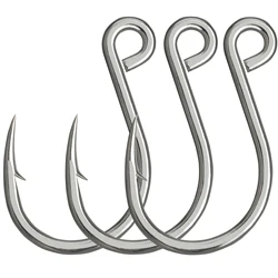 Anzuelos individuales en línea para cucharas, anzuelo de púas de pesca de ojo grande para señuelo suave, anzuelos de acero de alto carbono para agua dulce, 10 Uds.