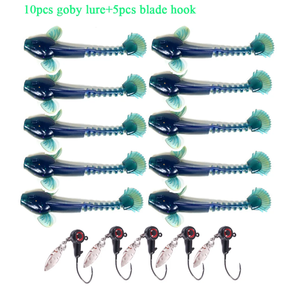 Waves-señuelo de pesca Goby, 10 piezas, 6,5 cm, 2,5g/9cm, 5,3g, Softbait, Swimbaits Jumping Dark Sleeper, carpas, lucios, cebos, anzuelos de pesca - imagen 5