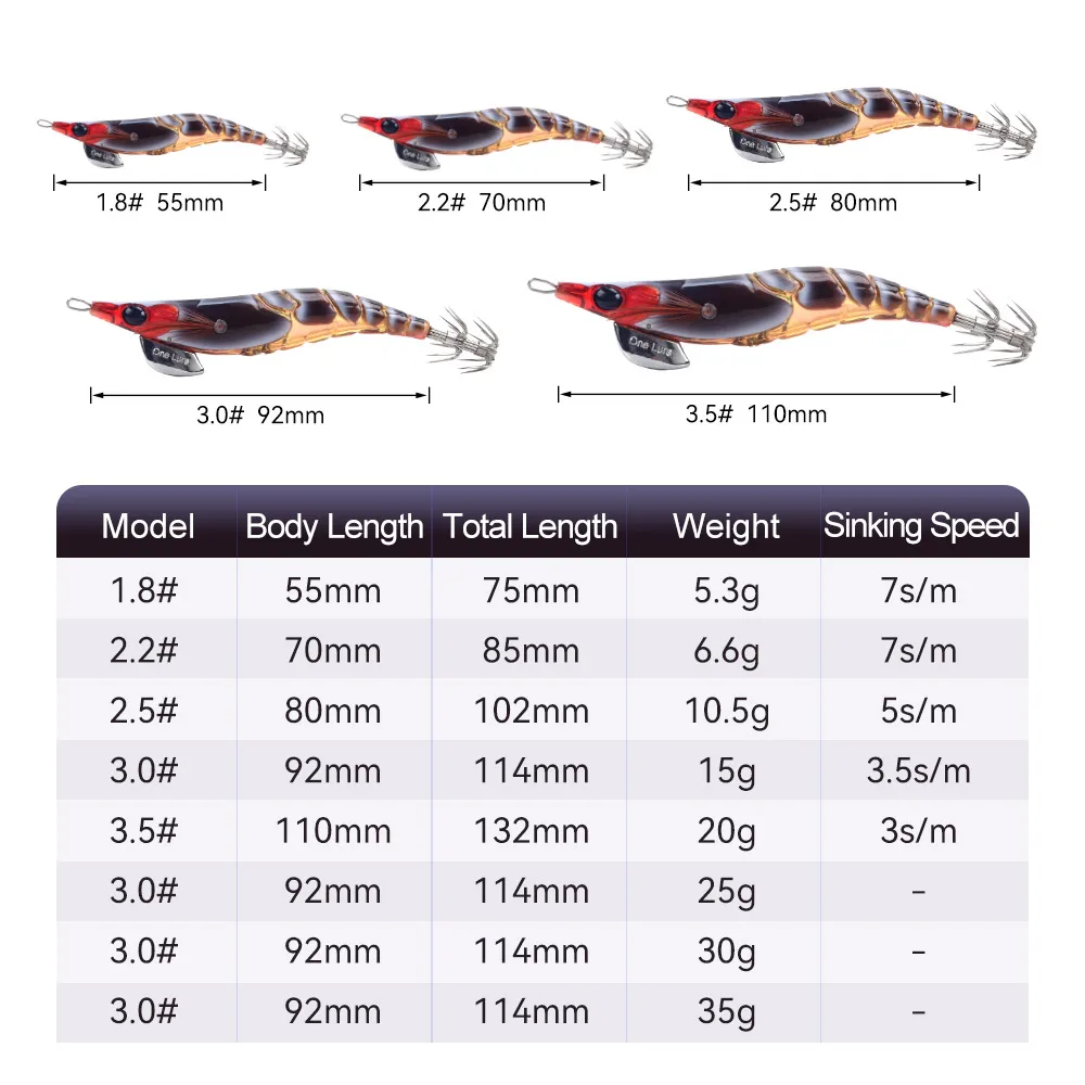 Cebo de calamar del Reino 1.8 #   2.2 #   2.5 #   3.0 #   3.5 #   Señuelos de Jigging artificiales de hundimiento lento pesca en el mar pulpo sepia luminosa EGI - imagen 3