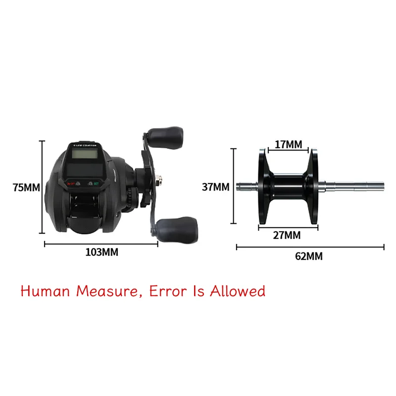 Kawa-carrete de pesca 5 + 1 BearingsElectronic, pantalla Digital, rueda de Baitcasting, freno magnético, arrastre máximo de 16kg, relación 6,3: 1, peso 248g - imagen 4
