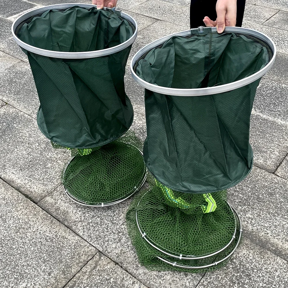 Redes de pesca plegables, herramienta de pesca de secado rápido, protectores de peces, carpa, alimentador de creel grande, accesorios de Surfcasting, 1,7 M/2M/2,5 M/3M - imagen 4