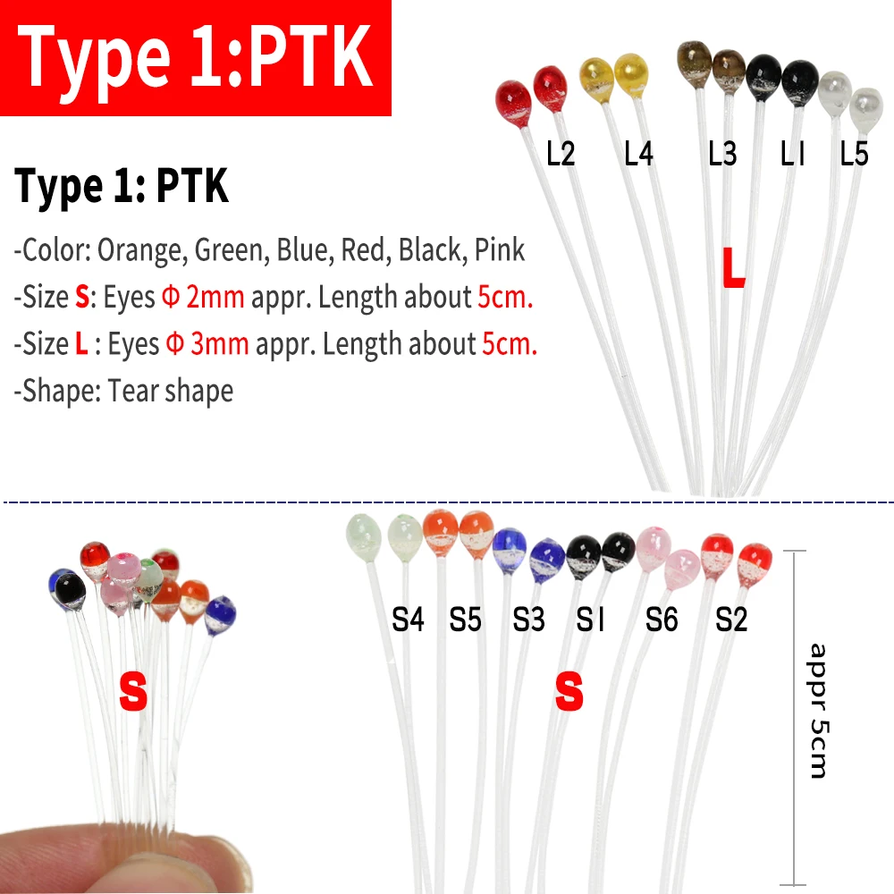 WIFREO 20 piezas ojos de cangrejo y camarón materiales para atar moscas 2 y 3mm ojos de señuelo para agua salada y Lucio moscas ojo de pesca - imagen 2