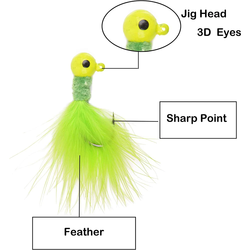 Kit de Señuelos de Pesca, plantilla de pluma, anzuelo de pesca con mosca, perca, pez sol, Bluegill, trucha, Walleye, 24 unids/lote por caja - imagen 3