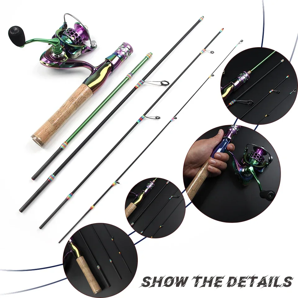 Caña de pescar de cuatro secciones, fabricada en fibra de carbono, muy sensible, adecuada para diversas áreas de aguas poco profundas. - imagen 2